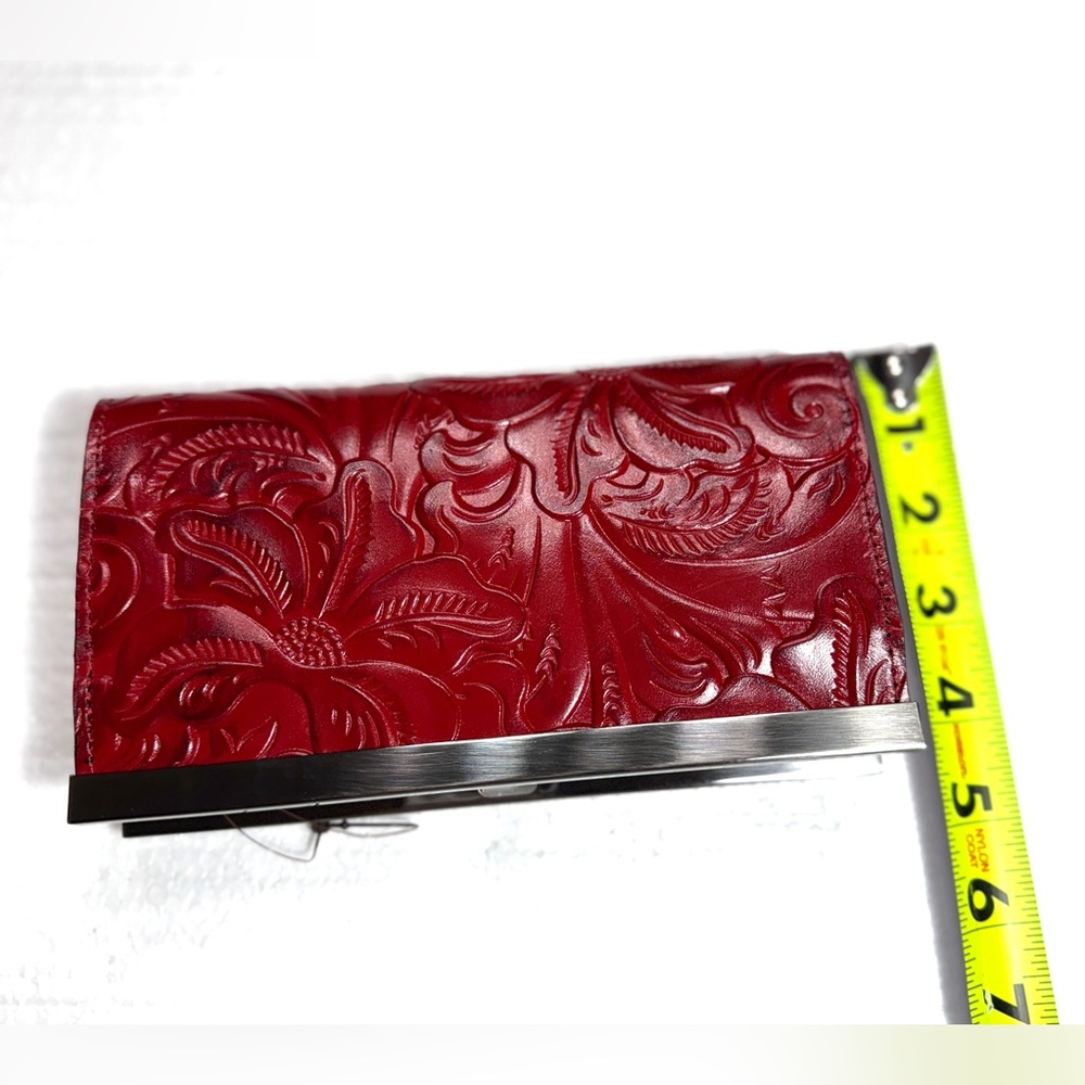 Leather Wallet Patricia Nash Red Embossed Clutch - Picture 8 of 11